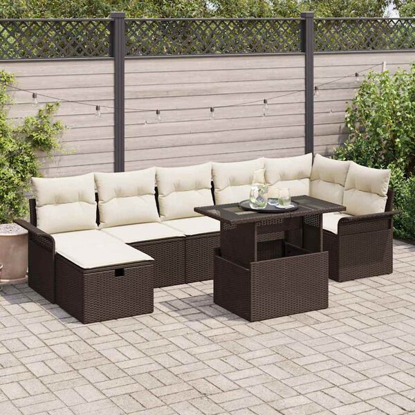 vidaXL Ensemble de canapé de jardin 8 pcs Marron Poly rotin