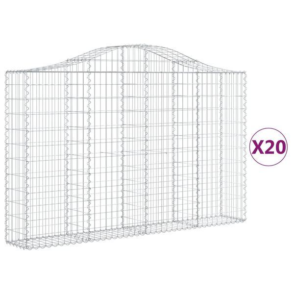 vidaXL Paniers &agrave; gabions arqu&eacute;s 20 pcs 200x30x120/140 cm Fer galvanis&eacute;