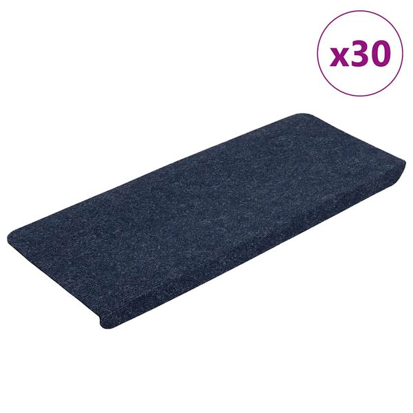 vidaXL Tapis d'escalier auto-adh&eacute;sifs 30 pcs bleu 65x24,5x3,5 cm
