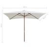 vidaXL Parasol avec poteau en bois 200 x 300 cm Blanc crème