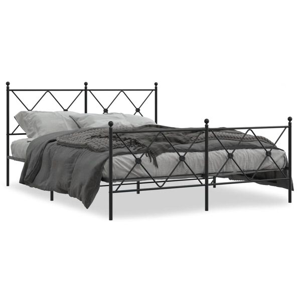 vidaXL Cadre de lit métal sans matelas avec pied de lit noir 150x200cm