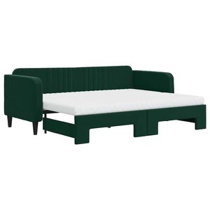 vidaXL Lit de jour avec gigogne et matelas vert fonc&eacute; 80x200cm velours