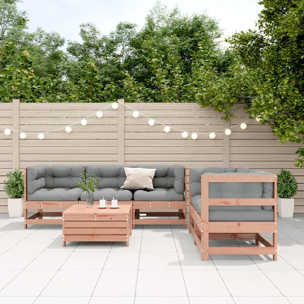 vidaXL Salon de jardin 6 pcs avec coussins bois massif Douglas