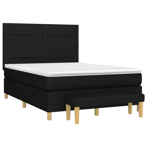 vidaXL Sommier &agrave; lattes de lit avec matelas Noir 140x190 cm Tissu