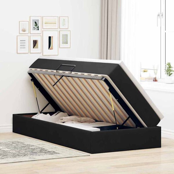 vidaXL Lit avec rangement et matelas Noir 90 x 190 cm Velours