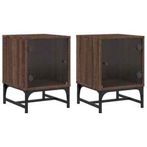 vidaXL Tables de chevet et portes vitr&eacute;es 2pcs ch&ecirc;ne marron 35x37x50cm