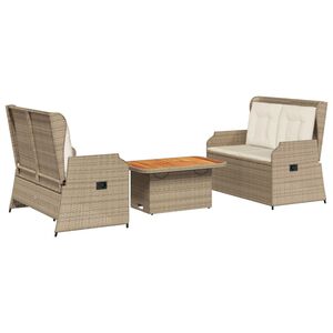 vidaXL Salon de jardin avec coussins 3 pcs beige r&eacute;sine tress&eacute;e