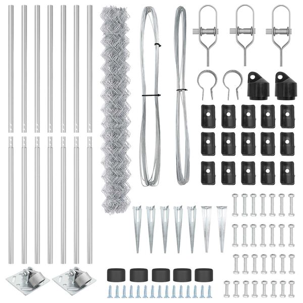 vidaXL Poteau de cl&ocirc;ture. Argent&eacute; 10 x 1,5 m (mailles de 60 x 60 mm)