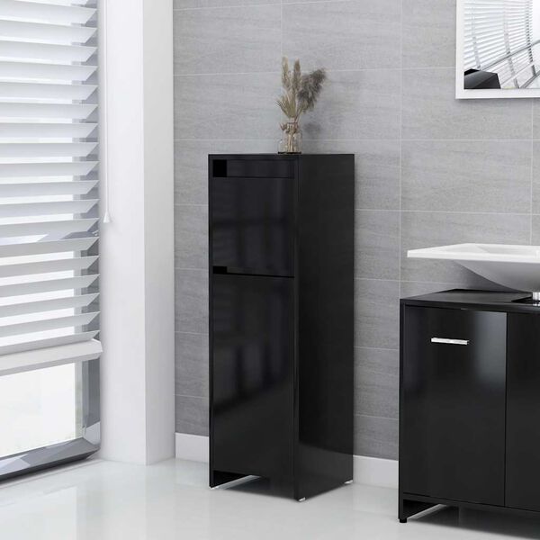 vidaXL Armoire de salle de bain Noir 30x30x95 cm Bois d'ing&eacute;nierie