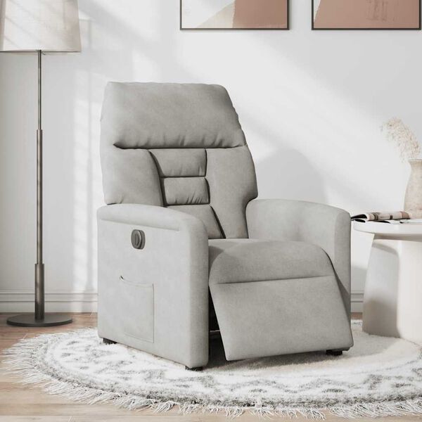 vidaXL Fauteuil inclinable &eacute;lectrique gris clair tissu microfibre