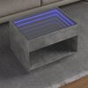 vidaXL Table basse avec LED infini gris b&eacute;ton 70x50x50 cm