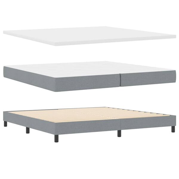 vidaXL Lit &agrave; ressorts avec matelas Gris clair 200 x 200 cm tissu