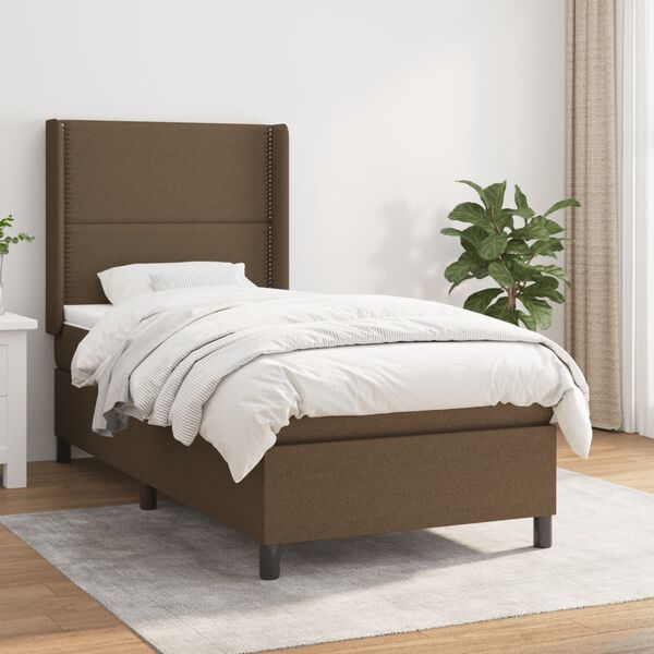 vidaXL Sommier &agrave; lattes de lit avec matelas Marron fonc&eacute; 90x190 cm