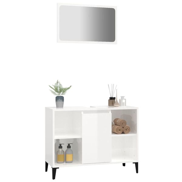 vidaXL Ensemble de meubles de salle de bain 2 pcs blanc brillant