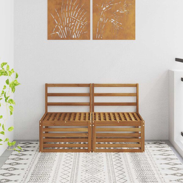 vidaXL 2 Pi&egrave;ce Sofa de milieu ext&eacute;rieur Bois d'Acacia Massif Naturel