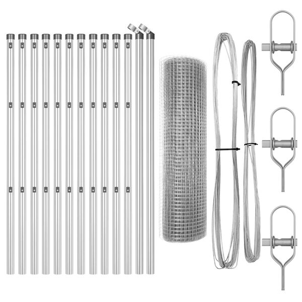 vidaXL Poteau de cl&ocirc;ture. Argent&eacute; 25 x 0,8 m (maille 25 x 25 mm) Acier