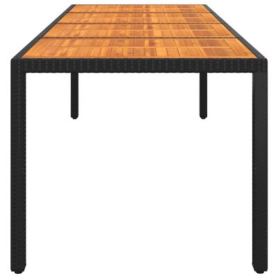 vidaXL Table de jardin 250x100x75 cm Acacia et résine tressée Noir