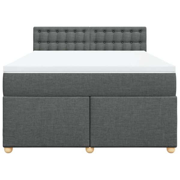 vidaXL Sommier &agrave; lattes de lit avec matelas Gris fonc&eacute; 160x200cm Tissu