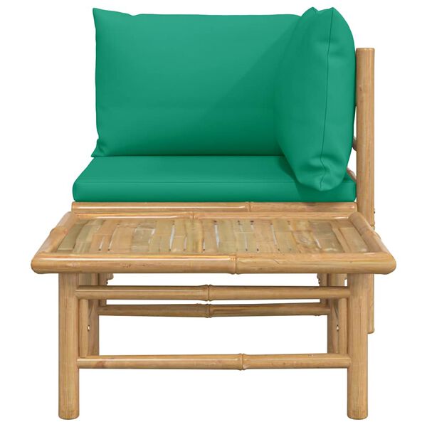 vidaXL Salon de jardin 2 pcs avec coussins vert bambou
