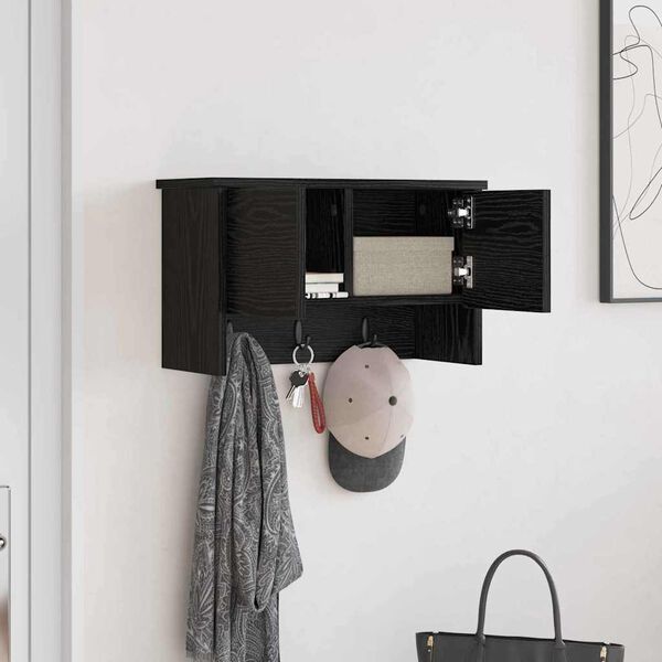 vidaXL Porte-manteau mural avec étagère Chêne noir 50 x 20 x 30 cm