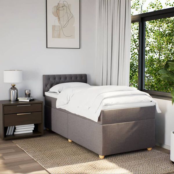 vidaXL Sommier &agrave; lattes de lit avec matelas Taupe 80x200 cm Tissu