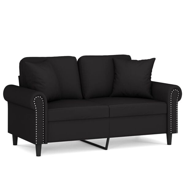 vidaXL Canap&eacute; 2 places et oreillers et coussins Noir 120 cm Velours