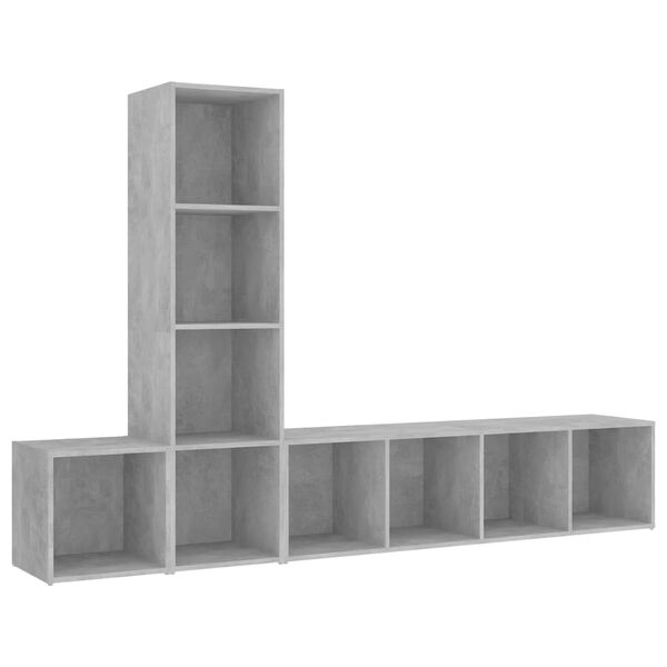 vidaXL Ensemble de meubles TV 3 pcs Gris béton Bois d'ingénierie