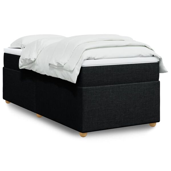 vidaXL Sommier &agrave; lattes de lit avec matelas Noir 90x200 cm Tissu