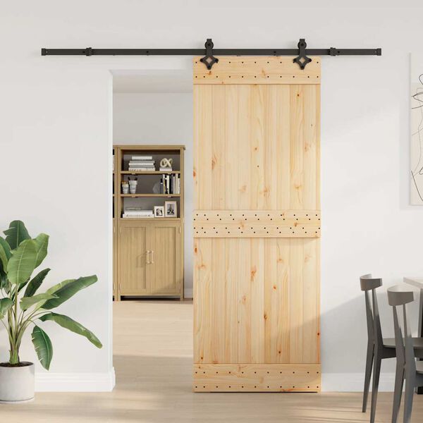 vidaXL Porte coulissante et kit de quincaillerie 80x210 cm pin massif