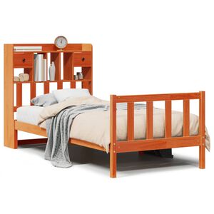 vidaXL Lit biblioth&egrave;que sans matelas cire marron 100x200 cm pin massif