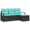 vidaXL Ensemble de Canap&eacute;s 4 pcs Noir et turquoise polyrotin