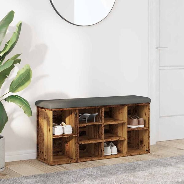 vidaXL Banc à chaussures vieux bois 102x32x50 cm bois d'ingénierie
