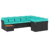 vidaXL Salon de jardin 10 pcs avec coussins noir r&eacute;sine tress&eacute;e