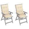 vidaXL Chaises inclinables de jardin lot de 2 et coussins Bois acacia