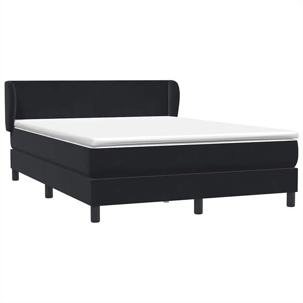 vidaXL Sommier &agrave; lattes de lit avec matelas noir 160x220 cm velours