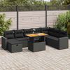 vidaXL Salon de jardin avec coussins 9 pcs noir résine tressée acacia