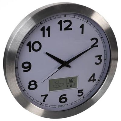 Perel Horloge murale 35 cm Blanc et argenté