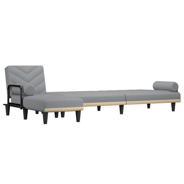vidaXL Canap&eacute;-lit en forme de L gris clair 260x140x70 cm tissu