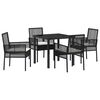 vidaXL Ensemble de salle &agrave; manger pour jardin 5 pcs Noir polyrotin