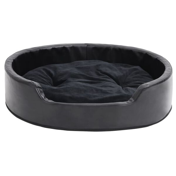 vidaXL Lit pour chiens Noir 79x70x19 cm Peluche et similicuir