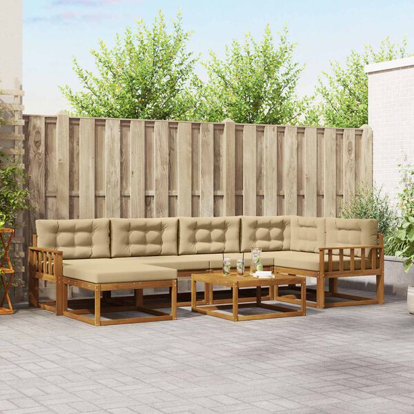 vidaXL Ensemble de canap&eacute;s d'ext&eacute;rieur 7 pcs Naturel et Beige