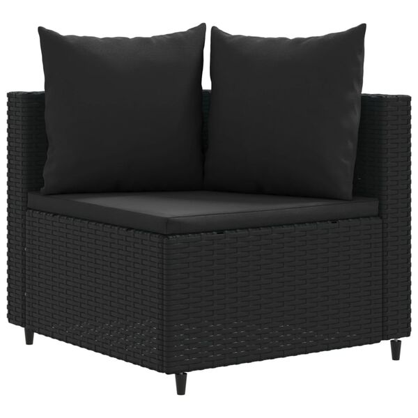 vidaXL Salon de jardin 7 pcs avec coussins noir résine tressée