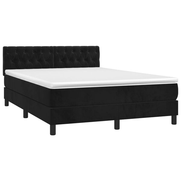 vidaXL Sommier &agrave; lattes de lit avec matelas et LED Noir 140x200 cm