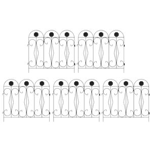 vidaXL Cl&ocirc;ture de jardin 5 pc Acier Noir
