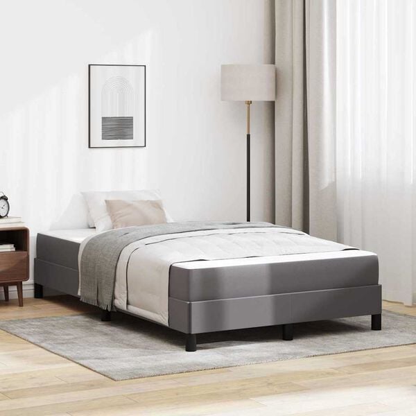 vidaXL Cadre de lit avec matelas Gris 120 x 190 cm tissu
