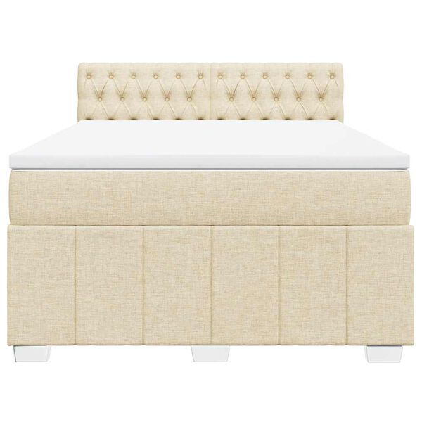 vidaXL Sommier &agrave; lattes de lit avec matelas Cr&egrave;me 140x190 cm Tissu