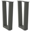 vidaXL Pieds de table basse en forme de V, 2 pi&egrave;ces, anthracite, 38 x (42-43,3) cm, acier