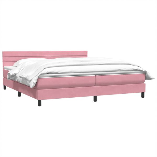 vidaXL Sommier &agrave; lattes de lit avec matelas rose 180x210 cm velours
