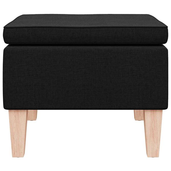 vidaXL Tabouret avec pieds en bois Noir Tissu