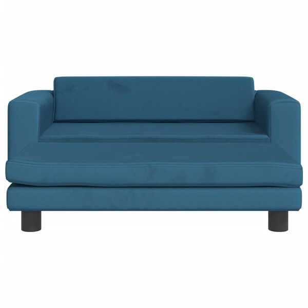 vidaXL Canapé avec repose-pied pour enfants bleu 100x50x30 cm velours